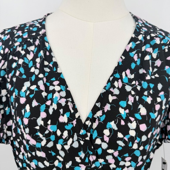 Leith Floral Wrap Dress Short Sleeve Midi M Tie Waist Lightweight Spring Summer - Picture 3 of 8